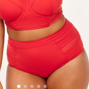 NWT Coral red adore me high waisted bikini bottom
